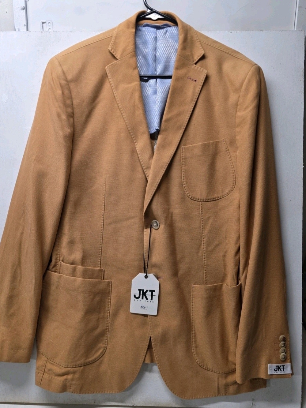 JKT New York Mens 40R 100% Silk Sport Coat Blazer-Salmon/apricot/brown Color NWT